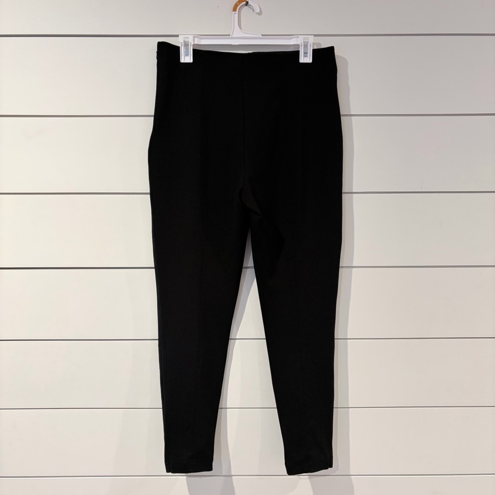 Ann Taylor LOFT Black Faux Leather Mixed Media Pants Leggings L Mobwife Glam - Picture 3 of 11